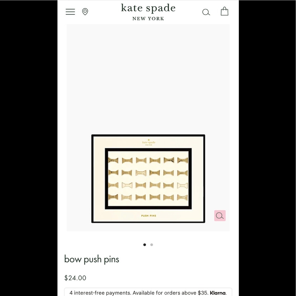 Kate spade bow push‎ pins. NWT